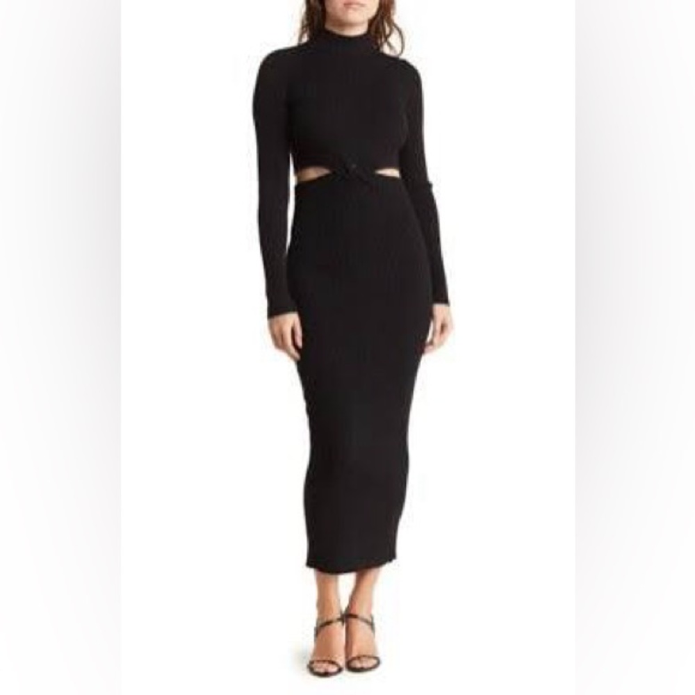 Torn by Ronny Kobo Knit Black Cutout Maxi Dress